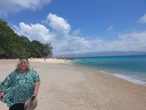 Nicole Anderson at Nudey Beach Great Barrier Reef Marine Park.